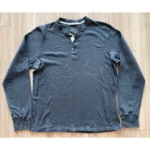 Rag & Bone Size L Standard Issue Charcoal Grey Long Sleeve Henley 100% Cotton